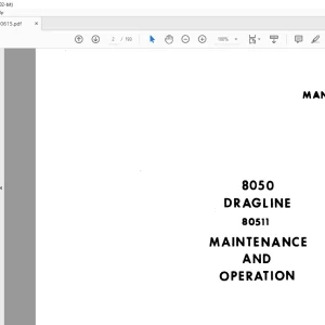 Cat Bucyrus 8050 Dragline 80511 Maintenance & Operation Manual BI006153 - PDF DOWNLOAD