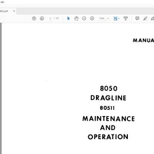 Cat Bucyrus 8050 Dragline 80511 Maintenance & Operation Manual BI006460 - PDF DOWNLOAD