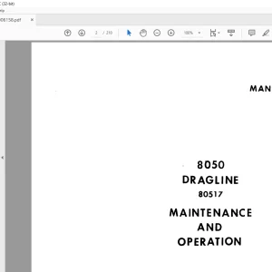 Cat Bucyrus 8050 Dragline 80517 Maintenance & Operation Manual BI006158 - PDF DOWNLOAD