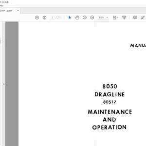 Cat Bucyrus 8050 Dragline 80517 Maintenance & Operation Manual BI006415 - PDF DOWNLOAD