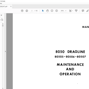 Cat Bucyrus 8050 Dragline Maintenance & Operation Manual 80505-80506-80507 - PDF DOWNLOAD