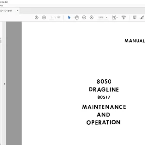 Cat Bucyrus 8050 Dragline Maintenance & Operation Manual 80517 - PDF DOWNLOAD