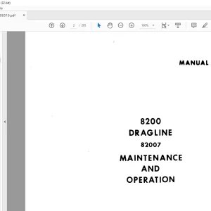 Cat Bucyrus 8200 Dragline Maintenance & Operation Manual 82007 - PDF DOWNLOAD