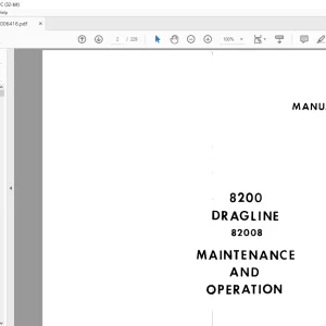 Cat Bucyrus 8200 Dragline Maintenance & Operation Manual 82008 - PDF DOWNLOAD