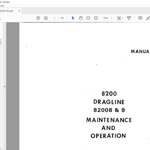 Cat Bucyrus 8200 Dragline Maintenance & Operation Manual 82008 & 82009 - PDF DOWNLOAD