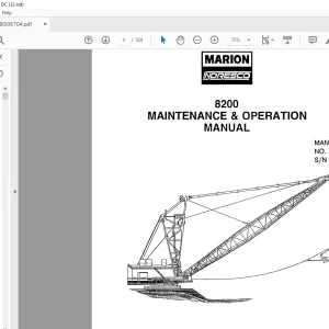 Cat Bucyrus 8200 Dragline Maintenance & Operation Manual 82013 - PDF DOWNLOAD