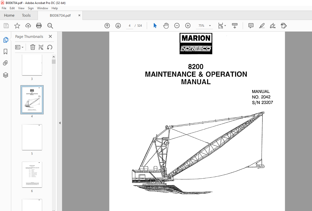Cat Bucyrus 8200 Dragline Maintenance & Operation Manual 82013 - PDF ...