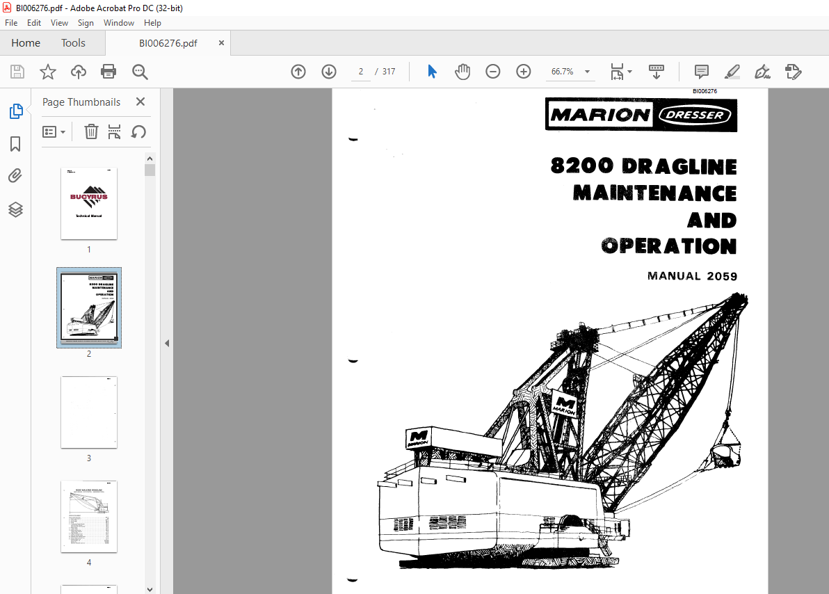 Cat Bucyrus 8200 Dragline Maintenance & Operation Manual BI006276 - PDF ...