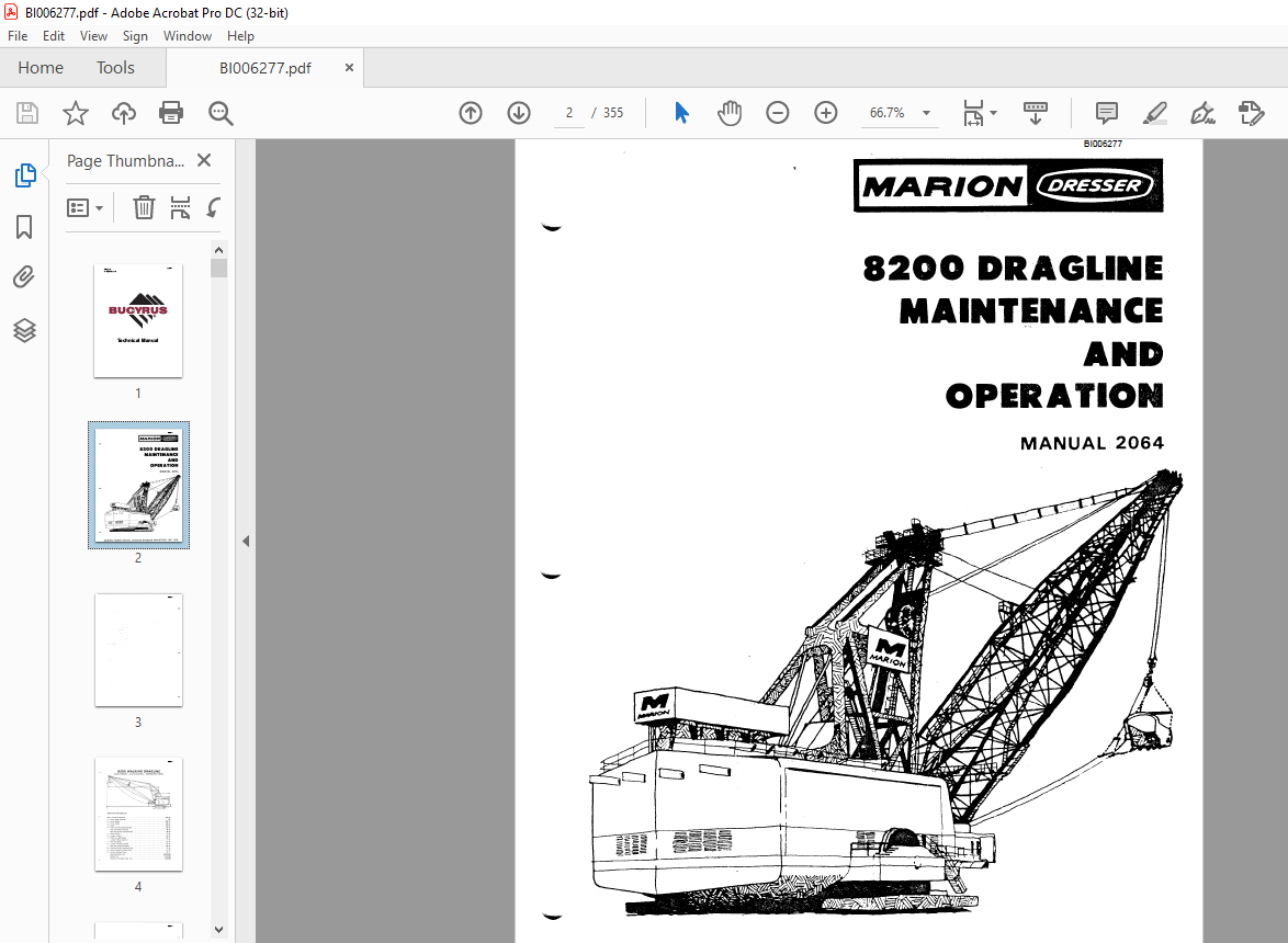 Cat Bucyrus 8200 Dragline Maintenance & Operation Manual BI006277 - PDF ...