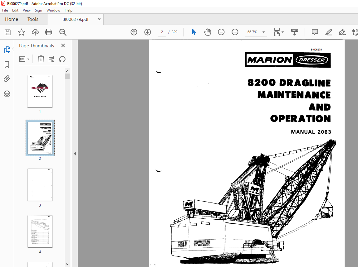 Cat Bucyrus 8200 Dragline Maintenance & Operation Manual BI006279 - PDF ...