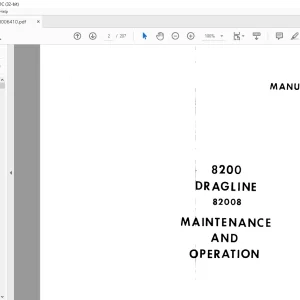 Cat Bucyrus 8200 Dragline Maintenance & Operation Manual BI006410 - PDF DOWNLOAD