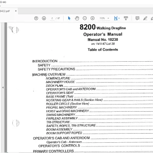 Cat Bucyrus 8200 Walking Dragline Operator's Manual SN 141147 - PDF DOWNLOAD