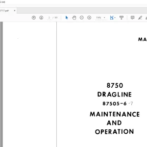 Cat Bucyrus 8750 Dragline 87505-6 Maintenance & Operation Manual BI005717 - PDF DOWNLOAD