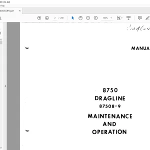 Cat Bucyrus 8750 Dragline Maintenance & Operation Manual 87508 & 87509 - PDF DOWNLOAD