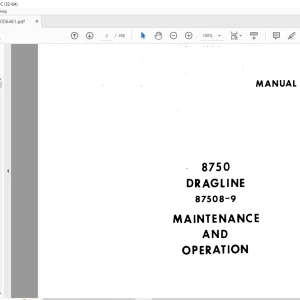 Cat Bucyrus 8750 Dragline Maintenance & Operation Manual 87508 & 87509 - PDF DOWNLOAD