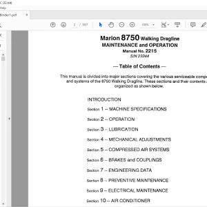 Cat Bucyrus 8750 Walking Dragline Maintenance & Operation Manual BI005974 - PDF DOWNLOAD