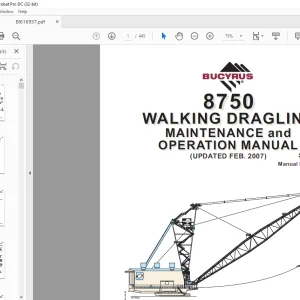 Cat Bucyrus 8750 Walking Dragline Maintenance & Operation Manual SN 141159 - PDF DOWNLOAD