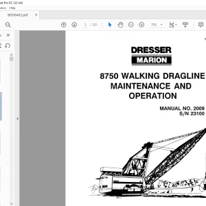 Cat Bucyrus 8750 Walking Dragline Maintenance & Operation Manual SN 23100 - PDF DOWNLOAD