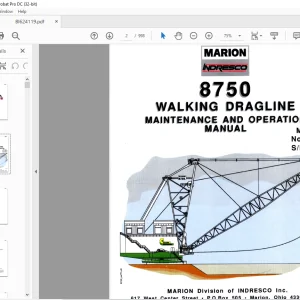 Cat Bucyrus 8750 Walking Dragline Maintenance & Operation Manual SN 23344 - PDF DOWNLOAD