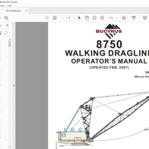 Cat Bucyrus 8750 Walking Dragline Operator's Manual SN 141159 - PDF DOWNLOAD