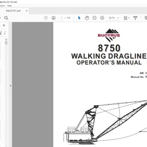 Cat Bucyrus 8750 Walking Dragline Operator's Manual SN 141428 - PDF DOWNLOAD