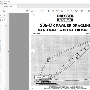 Cat Bucyrus Dresser 305-M Crawler Dragline Maintenance & Operation Manual BI005968 - PDF DOWNLOAD
