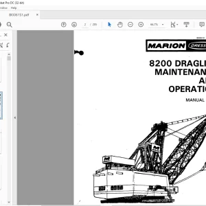 Cat Bucyrus Dresser 8200 Dragline Maintenance & Operation Manual BI006151 - PDF DOWNLOAD