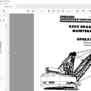 Cat Bucyrus Dresser 8200 Dragline Maintenance & Operation Manual BI006330 - PDF DOWNLOAD