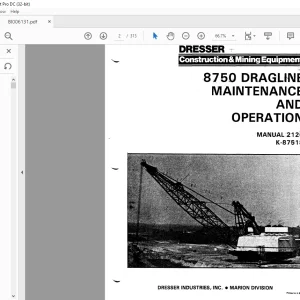 Cat Bucyrus Dresser 8750 Dragline Maintenance & Operation Manual BI006131 - PDF DOWNLOAD