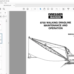Cat Bucyrus Dresser 8750 Walking Dragline Maintenance & Operation Manual SN 23204 - PDF DOWNLOAD