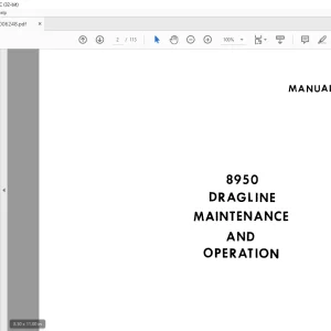 Cat Bucyrus Dresser 8950 Dragline Maintenance & Operation Manual BI006248 - PDF DOWNLOAD