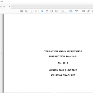 Cat Bucyrus MARION 1200 ELECTRIC Walking Dragline Operation & Maintenance Instruction Manual BI005998 - PDF DOWNLOAD