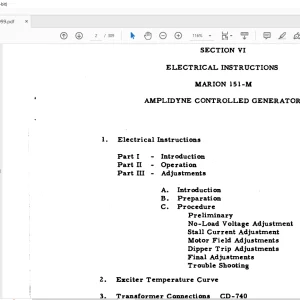 Cat Bucyrus Marion 151-M Dragline Electrical Instruction Manual - PDF DOWNLOAD