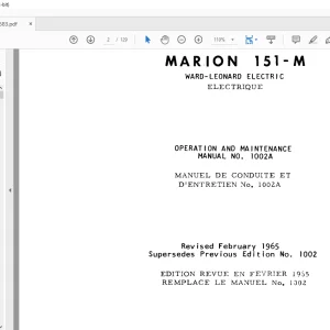 Cat Bucyrus Marion 151-M Electric Dragline Operation & Maintenance Manual BI005683 - PDF DOWNLOAD