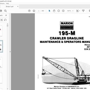 Cat Bucyrus Marion 195-M Crawler Dragline Maintenance & Operation Manual SN 23352 - PDF DOWNLOAD