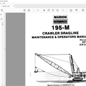 Cat Bucyrus Marion 195-M Crawler Dragline Maintenance & Operator Manual SN 23352 - PDF DOWNLOAD