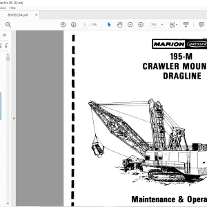 Cat Bucyrus Marion 195-M Crawler Mounted Dragline Maintenance & Operation Manual BI006284 - PDF DOWNLOAD