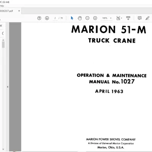 Cat Bucyrus Marion 51-M Truck Crane Operation & Maintenance Manual BI006307 - PDF DOWNLOAD