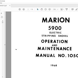 Cat Bucyrus Marion 5900 Electric Stripping Shovel Operation & Maintenance Manual BI005610 - PDF  DOWNLOAD