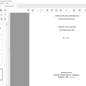 Cat Bucyrus Marion 7400 Electric Walking Dragline Operation & Maintenance Instruction Manual BI006430 - PDF DOWNLOAD