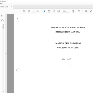 Cat Bucyrus Marion 7400 Electric Walking Dragline Operation & Maintenance Manual BI116052 - PDF DOWNLOAD