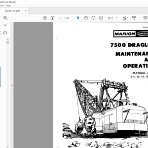 Cat Bucyrus Marion 7500 Dragline Maintenance & Operation Manual BI006705 - PDF DOWNLOAD