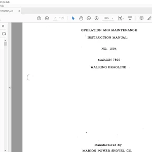 Cat Bucyrus Marion 7800 Walking Dragline Operation & Maintenance Instruction Manual BI116002 - PDF DOWNLOAD