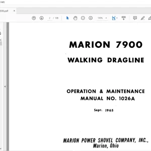 Cat Bucyrus Marion 7900 Walking Dragline Operation & Maintenance Manual BI006306 - PDF DOWNLOAD
