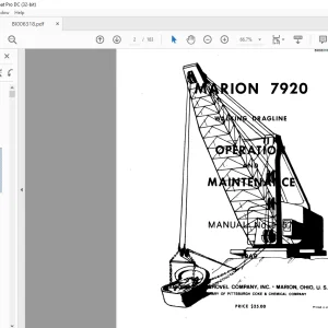 Cat Bucyrus Marion 7920 Walking Dragline Maintenance & Operation Manual BI006318 - PDF DOWNLOAD
