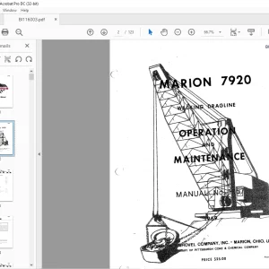 Cat Bucyrus Marion 7920 Walking Dragline Operation & Maintenance Manual BI116003 - PDF DOWNLOAD