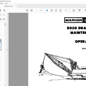 Cat Bucyrus Marion 8050 Dragline Maintenance & Operation Manual BI006044 - PDF DOWNLOAD