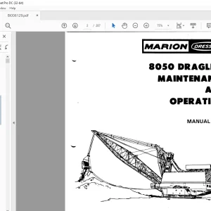 Cat Bucyrus Marion 8050 Dragline Maintenance & Operation Manual BI006129 - PDF DOWNLOAD