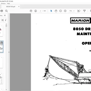 Cat Bucyrus Marion 8050 Dragline Maintenance & Operation Manual BI006169 - PDF DOWNLOAD