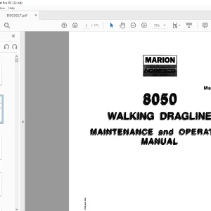 Cat Bucyrus Marion 8050 Walking Dragline Maintenance & Operation Manual BI005627 - PDF DOWNLOAD